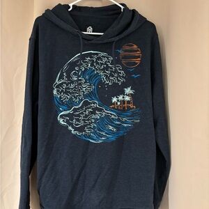 Into the AM Hoodie with Wave and Palm Tree Design